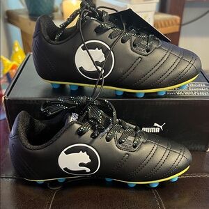 Puma Kids Black and Yellow Soccer Sneakers
